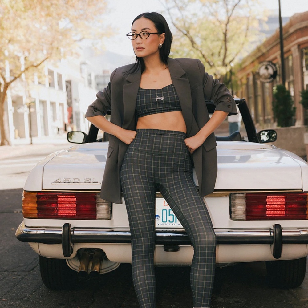 Stylish Gray Plaid Leggings fancy d boutique plaid set